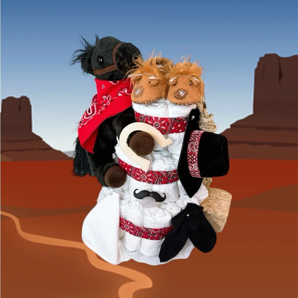 Cowboy Diaper Cake, Wild West Baby Shower